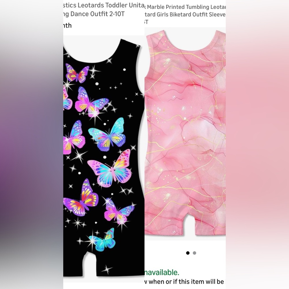 Gymnastics unitard bundle rainbow Butterfly & Pink Marble